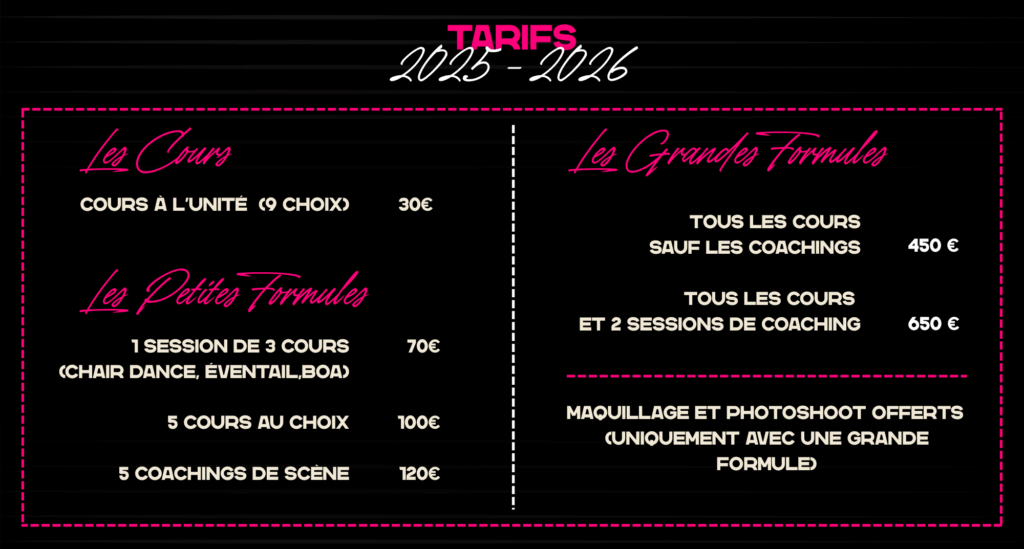 tarif cours burlesque